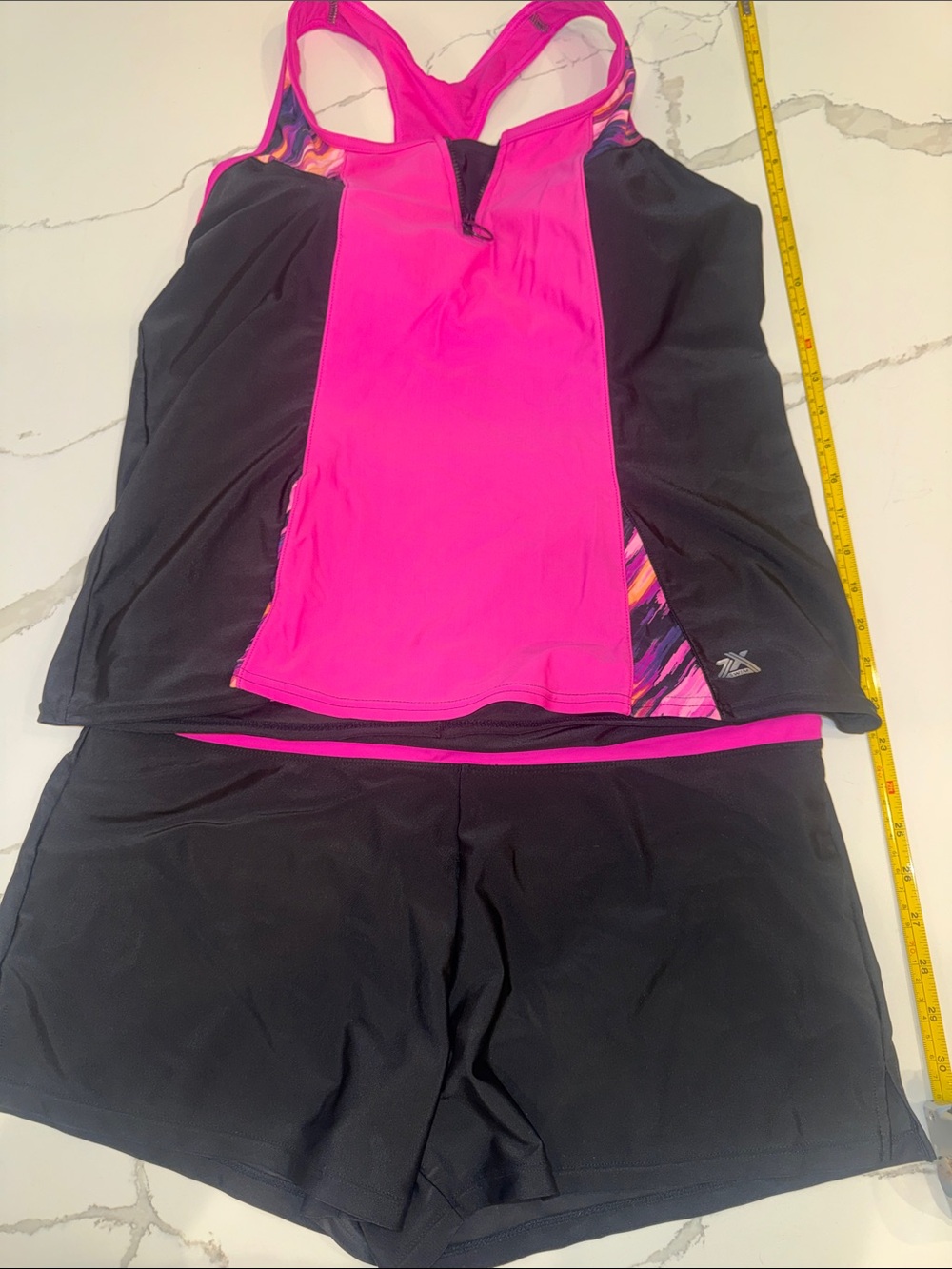 Women’s Two-Piece Swim Tankini Set in Hot Pink and Black XXL top and L bottom